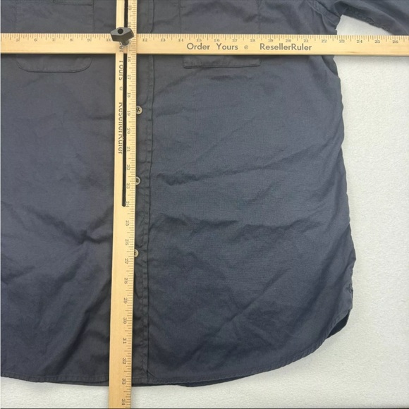 INIS MEAIN Shirt Men Black Long Sleeve Button Down Cotton Pocket Italy Made Sz L - Picture 8 of 10